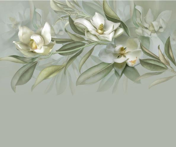 Фотообои Цветы на оливковом фоне